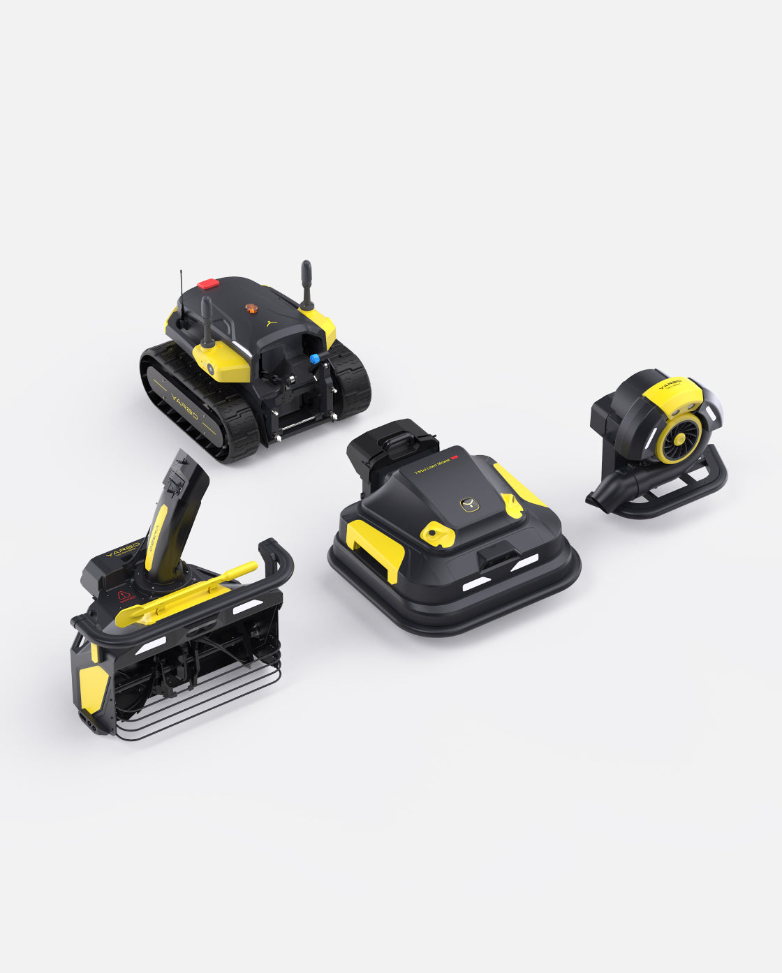 Yarbo Core with mower, snow, blower, and trimmer modules